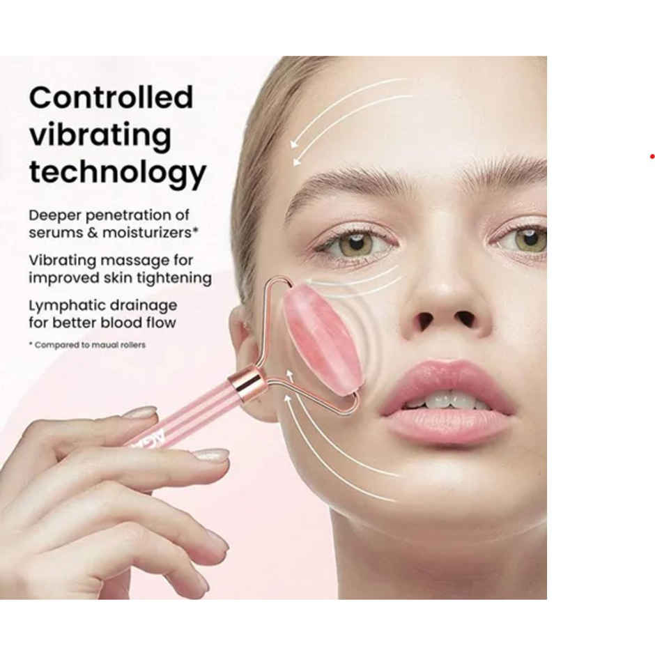 Agaro 3-In-1 Electric Rose Quartz Face Roller Kit