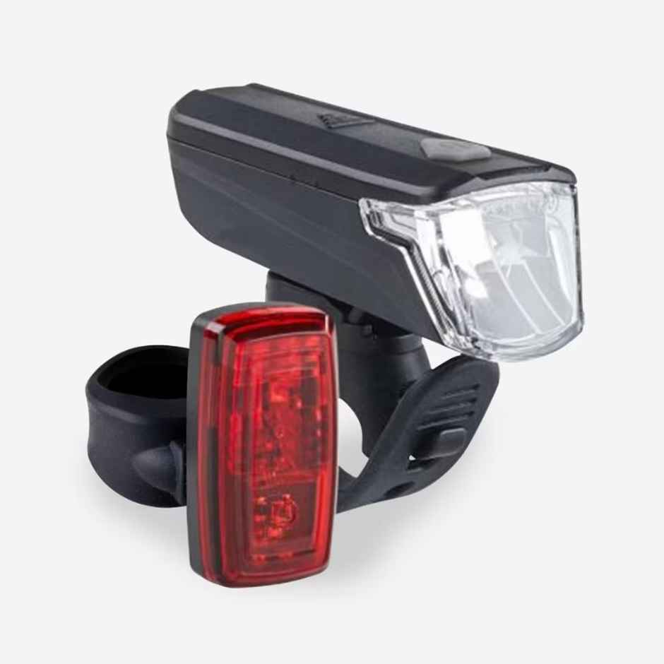 Decathlon Front And Back With Battery Cycling Light Set | Black & Red