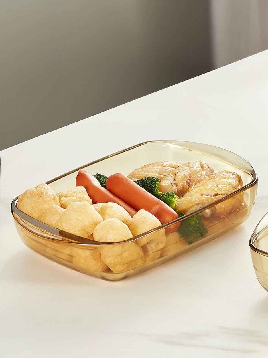 Umai 1600 ml Borosilicate Glass Baking Tray | Transparent Microwave Utensils