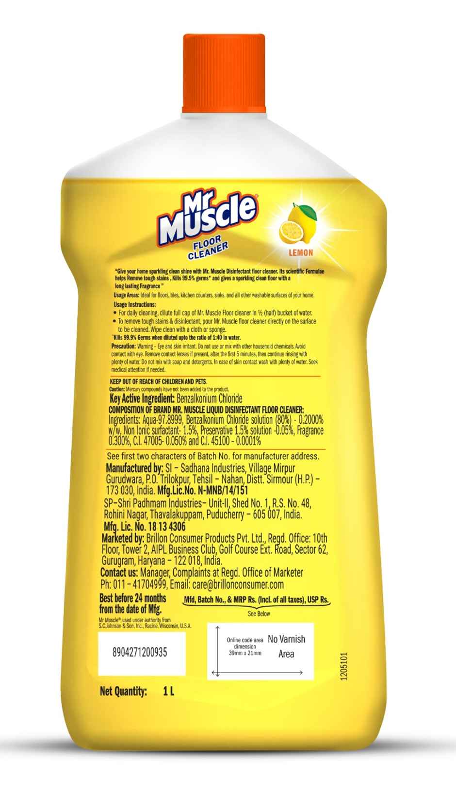 Mr. Muscle Lemon Citrus Sparkling Floor Cleaner Liquid