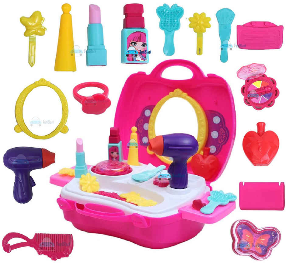 Fablue Fashion Pretend Play Makeup Kit For Kids - Princess Beauty Cosmetic Toy Set