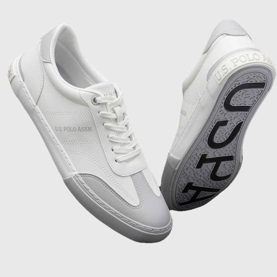 U.S. Polo Assn. Men's Men's Men Round Toe Solid Gain Sneakers Grey - UK 8