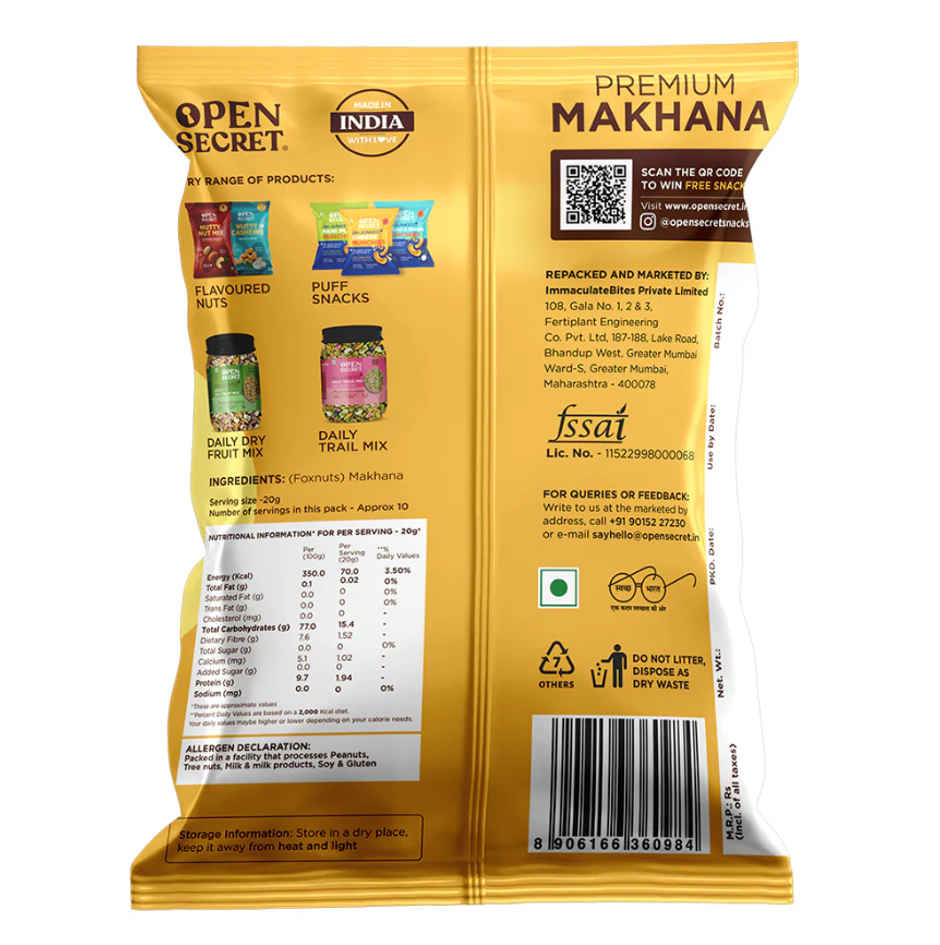 Open Secret Plain Makhana | Roasted & Crunchy | Healthy Superfood | Rich in Protein