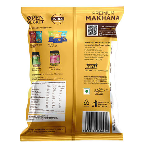 Open Secret Plain Makhana | Roasted & Crunchy, Healthy Superfood,Rich in Protein