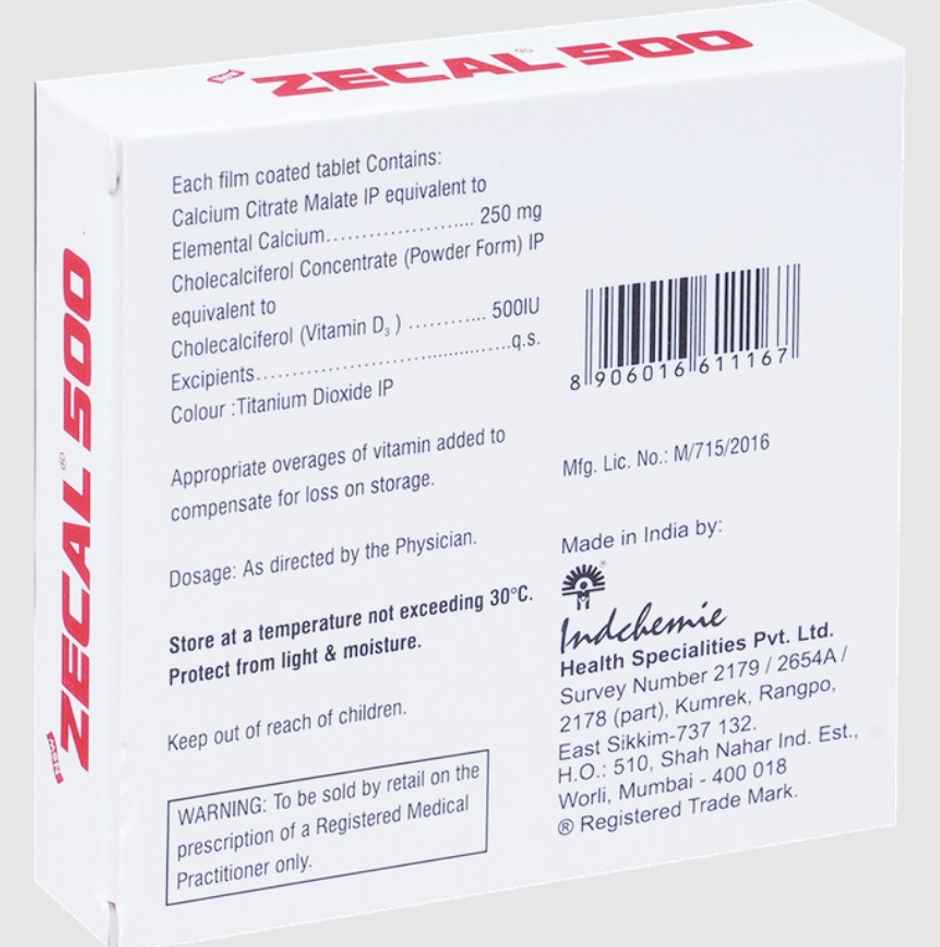 New Zecal 500 Vitamin(D3) Tablet