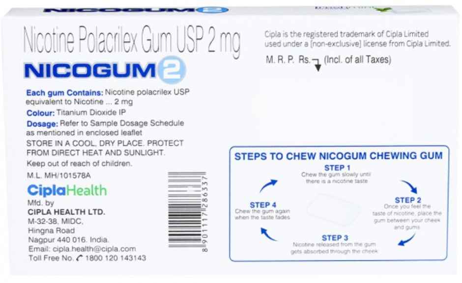 Nicogum 2mg Freshmint Sugar Free Nicotine Gum
