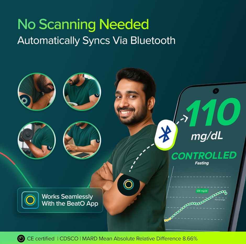  BeatO CGM Glucose Monitor | AI Insights | 15 Days