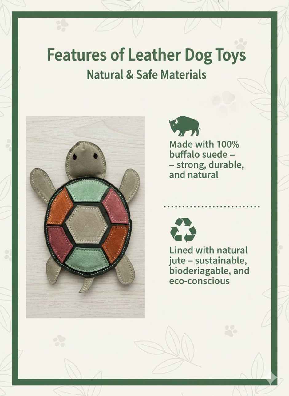 Nootie Leather Chew Toy | Turtle Design for Dogs & Puppies