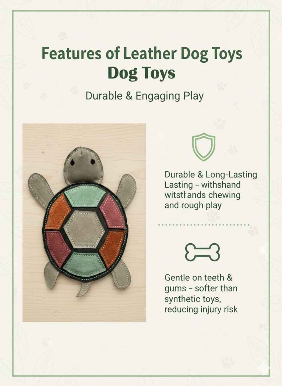 Nootie Leather Chew Toy | Turtle Design for Dogs & Puppies