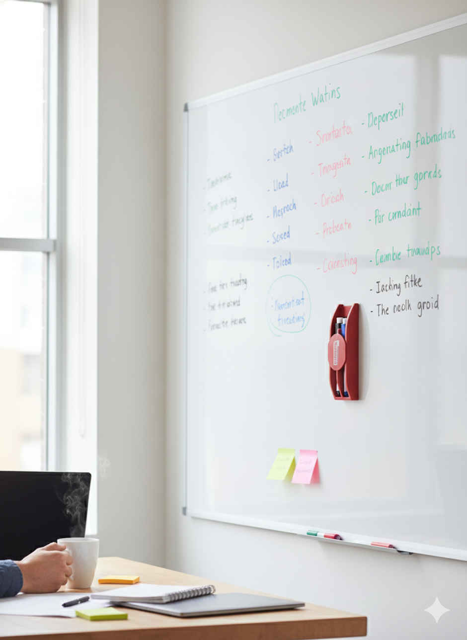 Chrome Magnetic Whiteboard Duster with Marker.