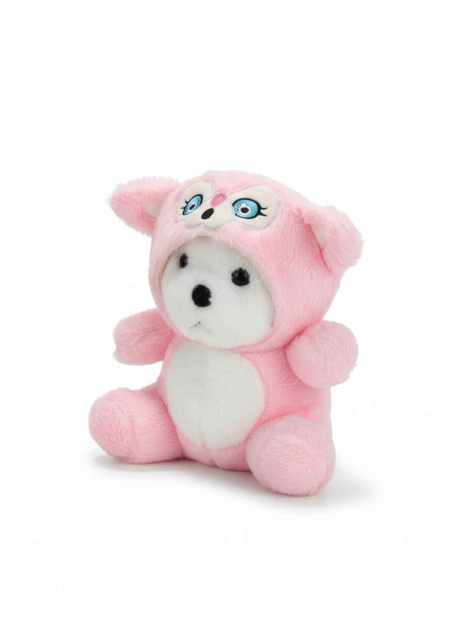 DearJoy Teddy Bear with a Hoodie Cap Pink 35 cm
