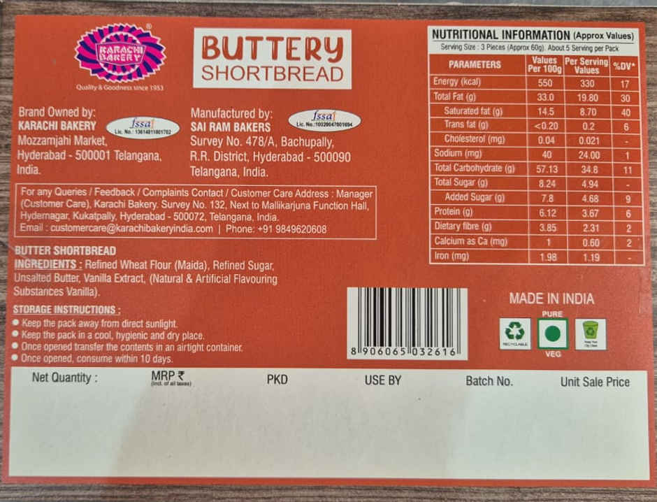 Karachi Bakery Buttery Shortbread