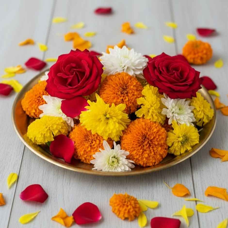 Hoovu Fresh Assorted Pooja Flowers Combo