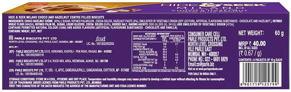 Parle Milano Choco & Hazelnut Chocolate Chip Biscuits