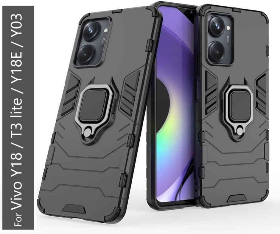 Kwine Case Vivo Y18 - T3 Lite - Y18E - Y03 Back Cover - Ring Holder Stand Case