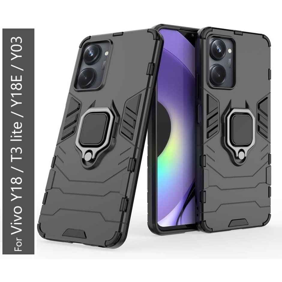 Kwine Case Vivo Y18 - T3 Lite - Y18E - Y03 Back Cover - Ring Holder Stand Case