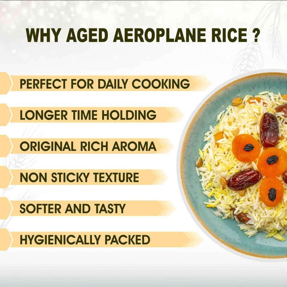 Aeroplane Premium Selected Classic Biryani Basmati Rice, Soft Fluffy & Non Sticky Long Grains Rice