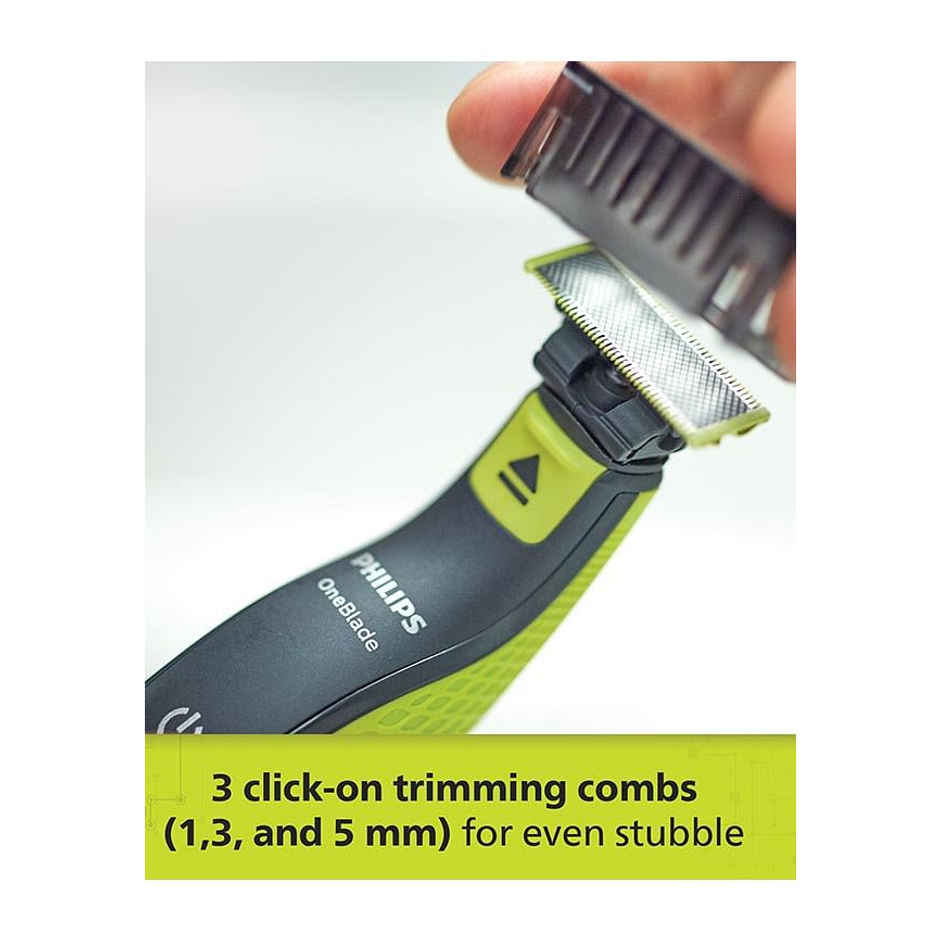 Philips Oneblade Hybrid Trimmer and Shaver with 3 Trimming Combs|QP2525/10