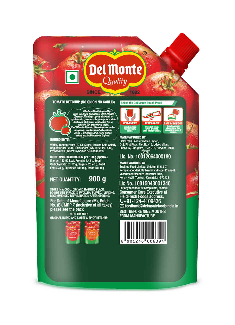 Del Monte Quality Tomato Ketchup No Onion No Garlic