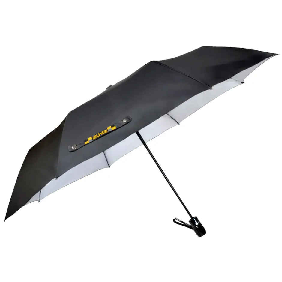 EUME 3 Fold 23.5 Inch Auto Open Close Black-Silver Umbrella