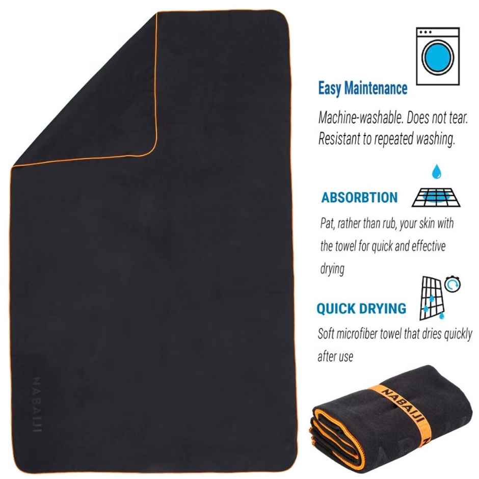Decathlon | Nabaiji Microfiber Quickdry Towel | 200 GSM | Dark Grey | 80x130cm
