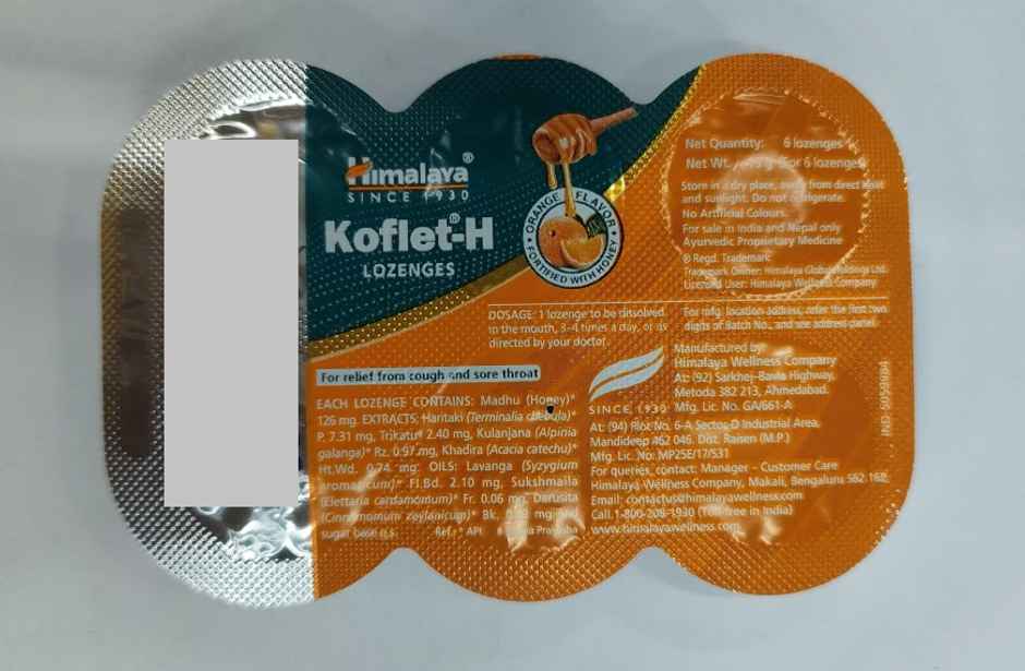 Himalaya Koflet H Cough Orange Lozenges
