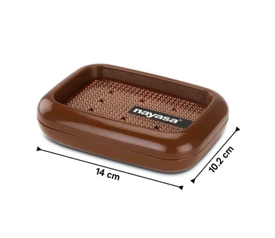 Nayasa Handy Twins Plastic Soap Case for Bathroom | Brown