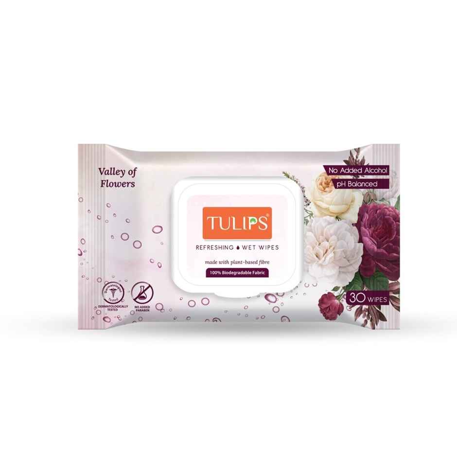 Tulips Refreshing Wet Wipes Valley of Flowers LID | 30 Pulls Per Pack
