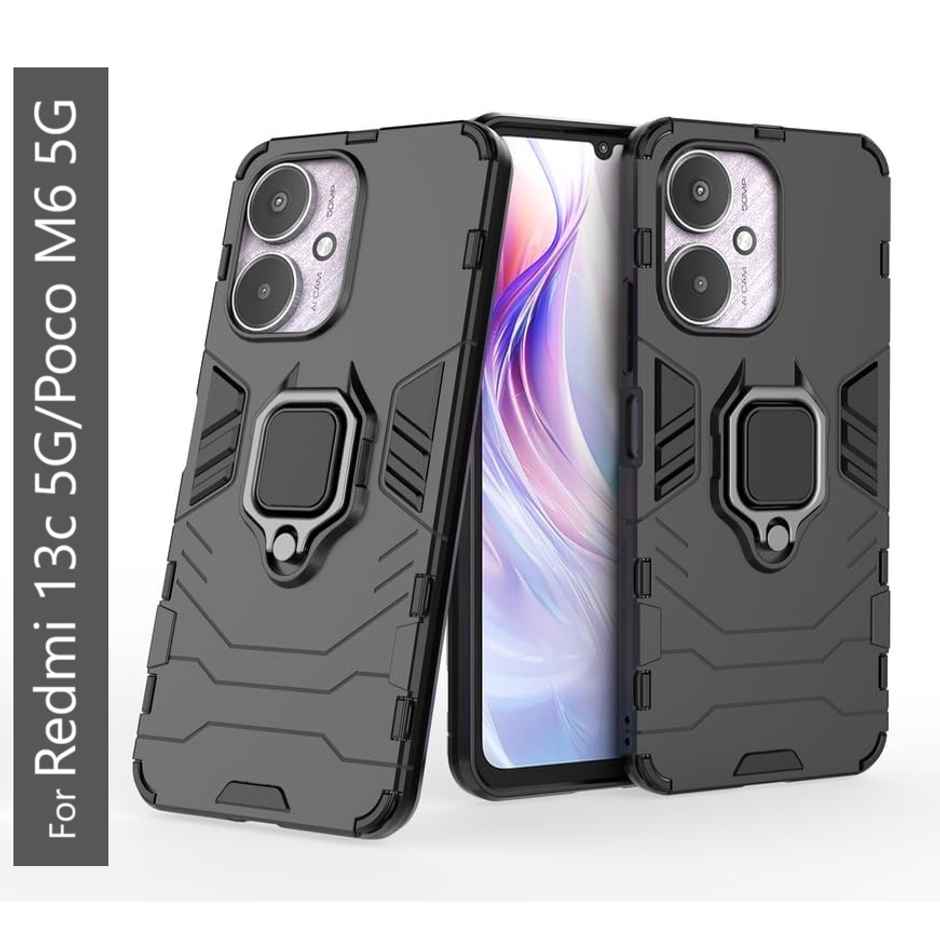 Kwine Case Redmi 13c 5G / Poco M6 5G Back Cover - Ring Holder Stand Case