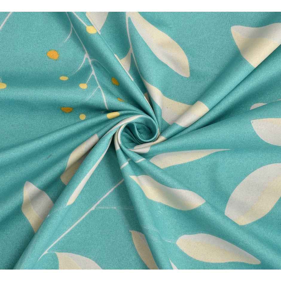 Florida Flyn Elastic Fitted Double Microfiber Leafy Bedsheet | With 2 Pillow Covers | Blue