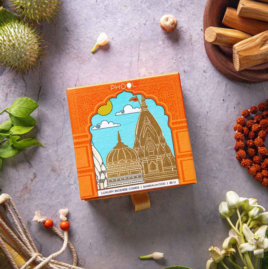 Kashi Vishwanath Sandalwood Dhoop Cones | Made From Temple Flowers | Phool
