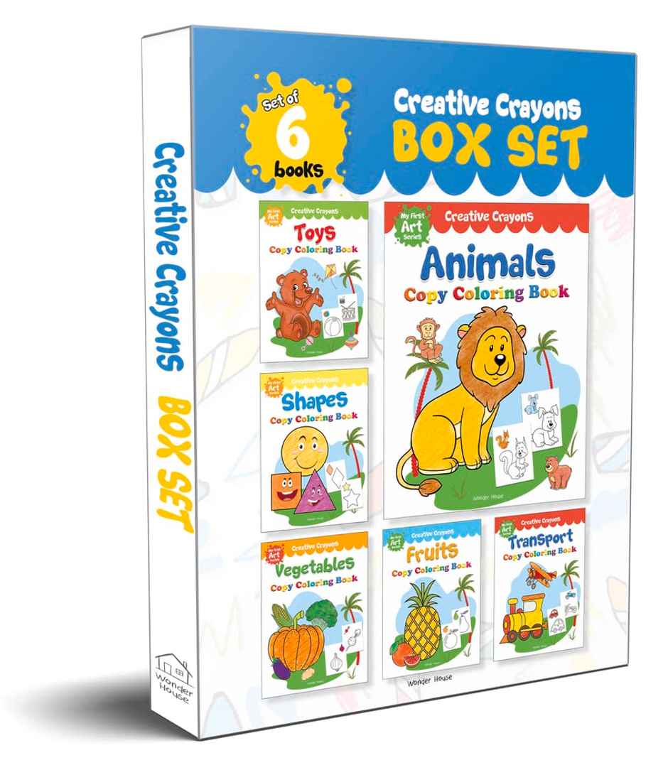 Colouring Books Super Boxset Pack of 6 Crayon Copy Colour Books for Kids