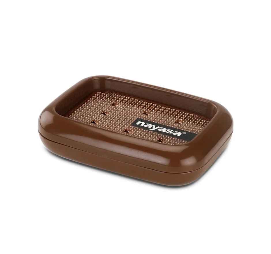 Nayasa Handy Twins Plastic Soap Case for Bathroom | Brown