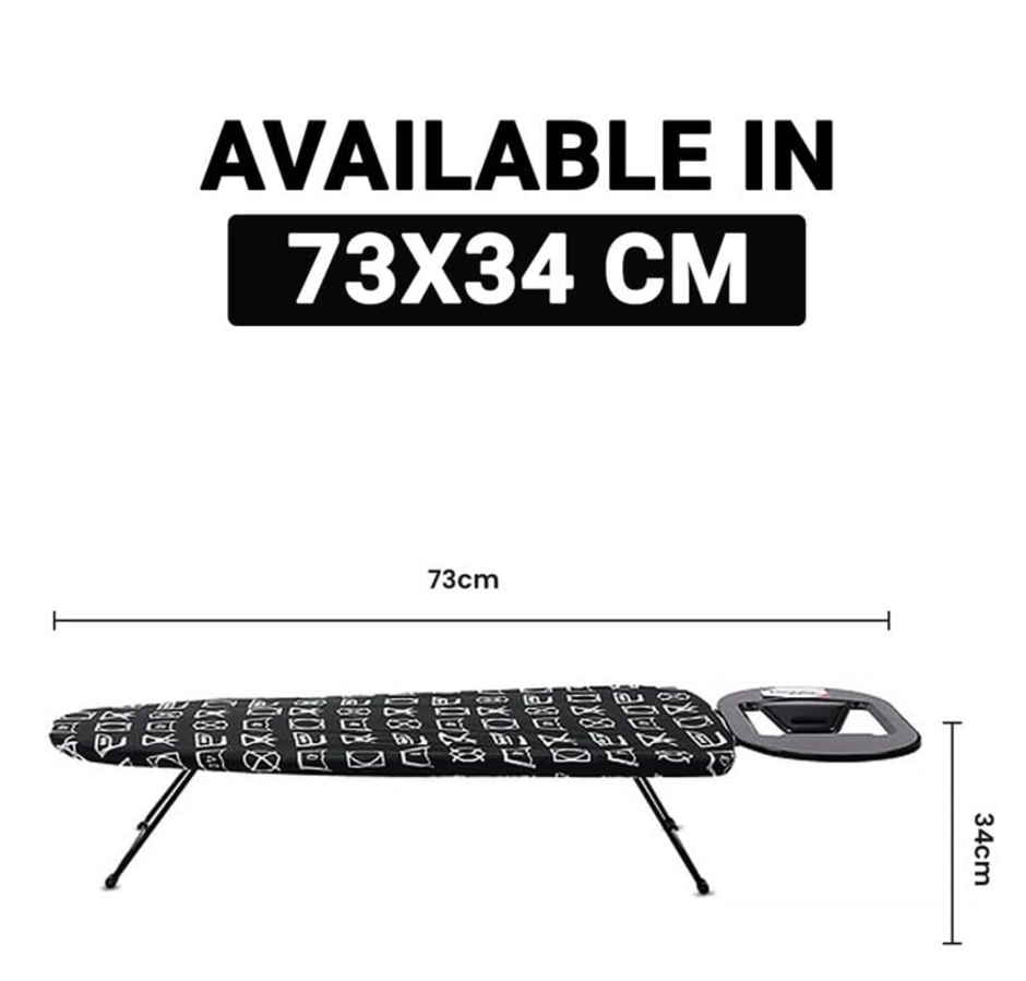 Peng Essentials Zurich Tabletop Ironing Board With Iron Rest- Black, 73x34 Cm Surface - Wall Mount
