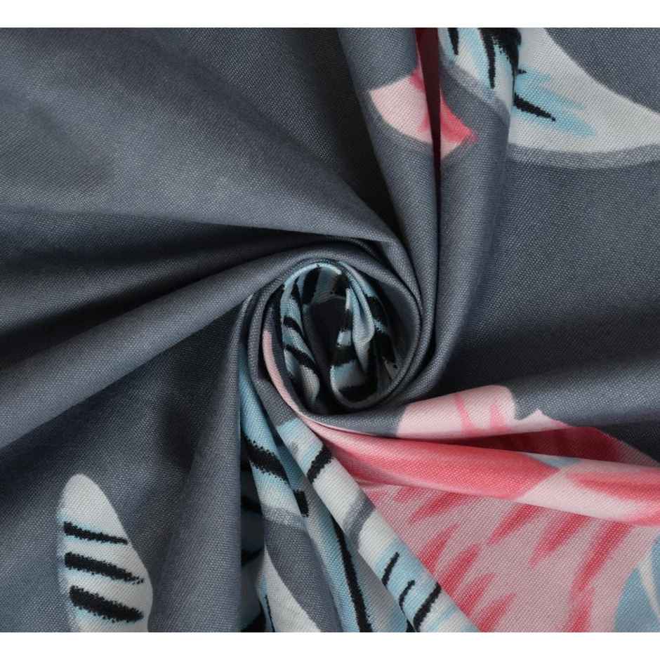 Florida Elastic Fitted Double Cotton Floral Bedsheet | With 2 Pillow Covers | Blue | 90 x 100 in