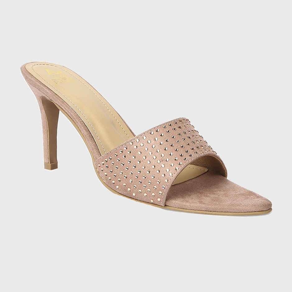 Tao Paris Embellished Open Toe Suede Kitten Heels Women's Peach | UK3