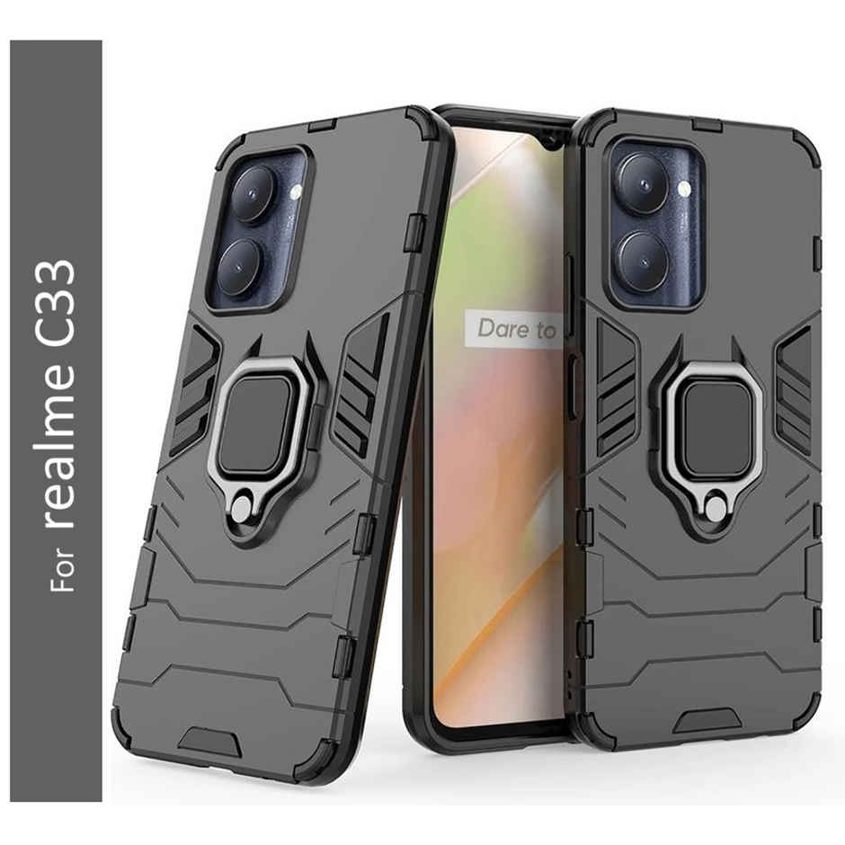 Kwine Case Realme C33 Back Cover - Ring Holder Stand Case