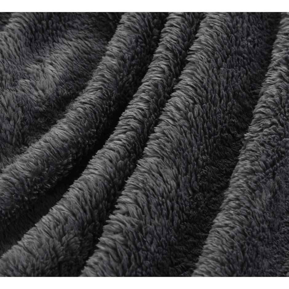 Florida Flannel Blanket for All Season Warm and Super Soft for Double Bed 300 GSM Charcoal