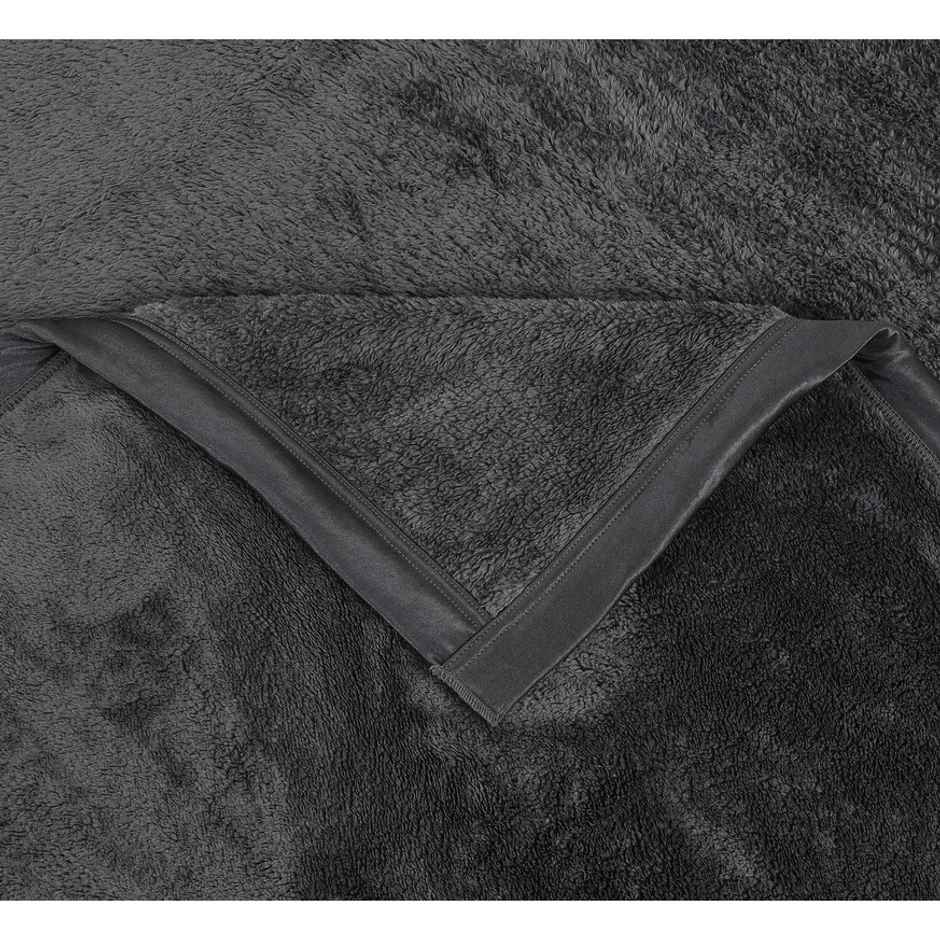 Florida Flannel Blanket for All Season Warm and Super Soft for Double Bed 300 GSM Charcoal