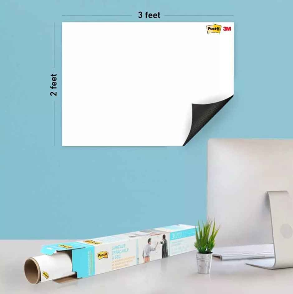 Post-It Dry Erase - Whiteboard Sticker (3ft x 2ft)| removes without residue