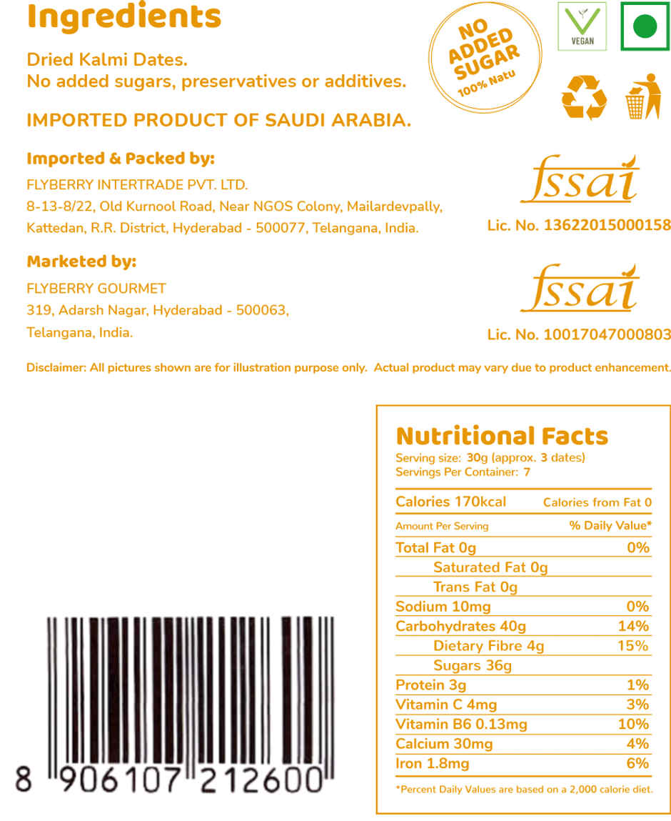 Flyberry Gourmet Kalmi Dates All Natural