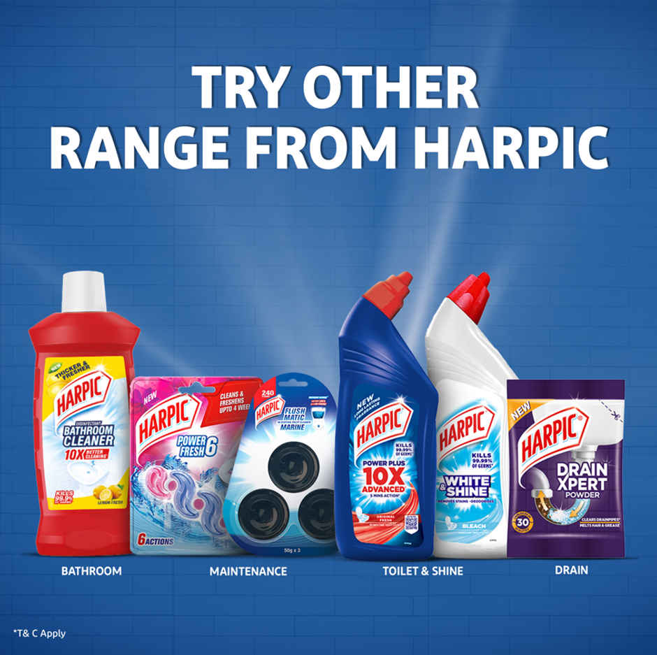 Harpic Disinfectant Toilet Cleaner Liquid Original 1 L(1l) & Harpic Flushmatic In-Cistern Toilet Cleaner Blocks Marine 100 Gram(100gms) Combo