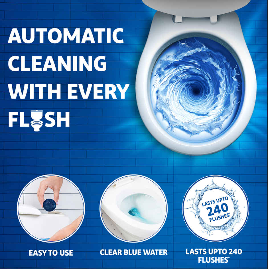 Harpic Disinfectant Toilet Cleaner Liquid Original 1 L(1l) & Harpic Flushmatic In-Cistern Toilet Cleaner Blocks Marine 100 Gram(100gms) Combo