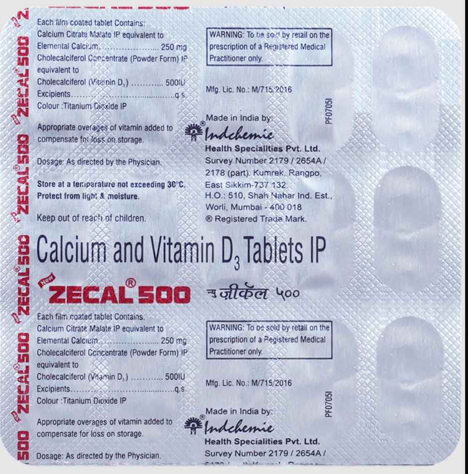New Zecal 500 Vitamin(D3) Tablet