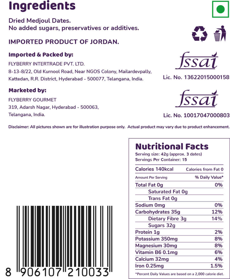 Flyberry Gourmet Mini Medjoul Dates All Natural