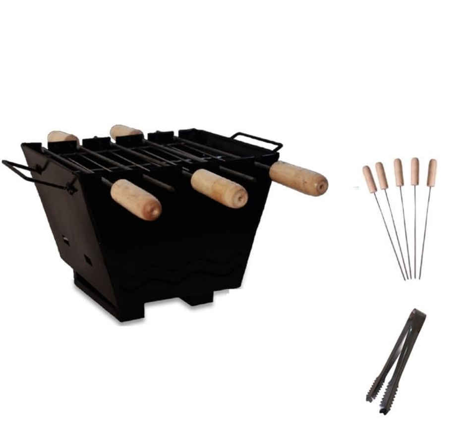 Peng Essentials Firegrill Tabletop BBQ Grill | Stainless Steel | 5 Skewers | Black