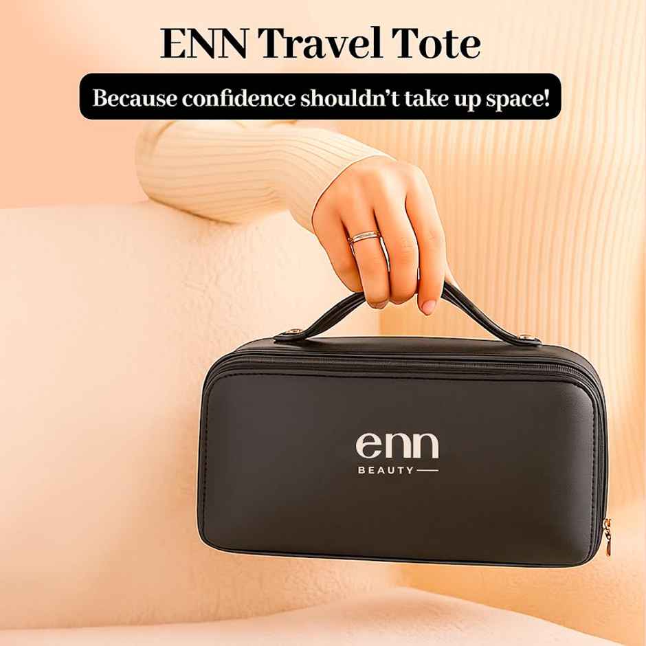 ENN Beauty Black Travel Tote Bag | Makeup & Toiletry Organizer Bag