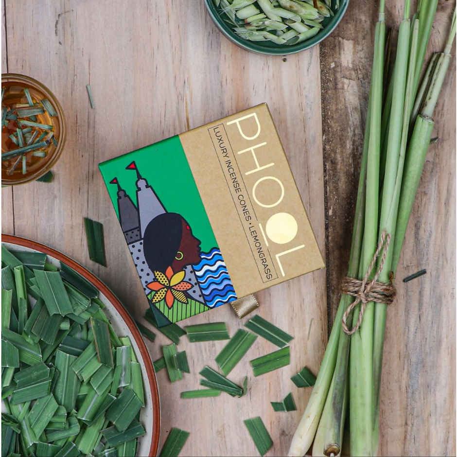 Lemongrass Dhoop Cones | 100% Natural Certified Incense Cones | Citral Fragrance | Phool
