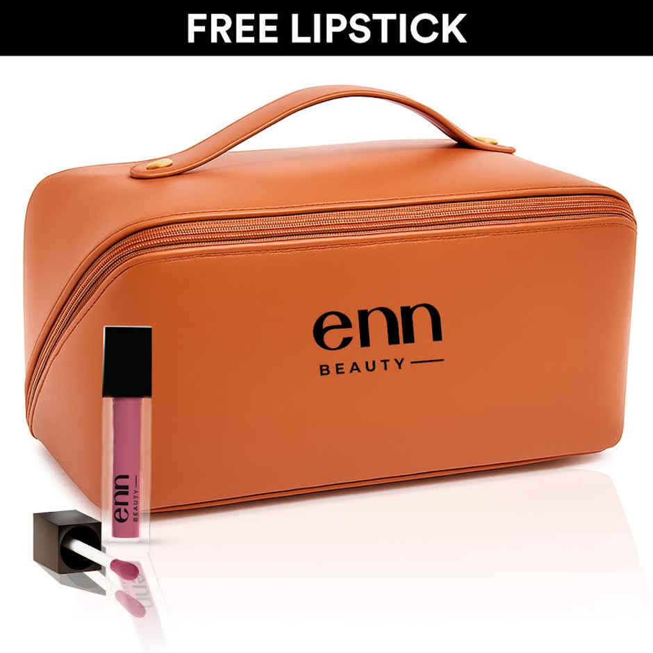 ENN Beauty Brown Travel Tote Bag | Makeup & Toiletry Organizer Bag