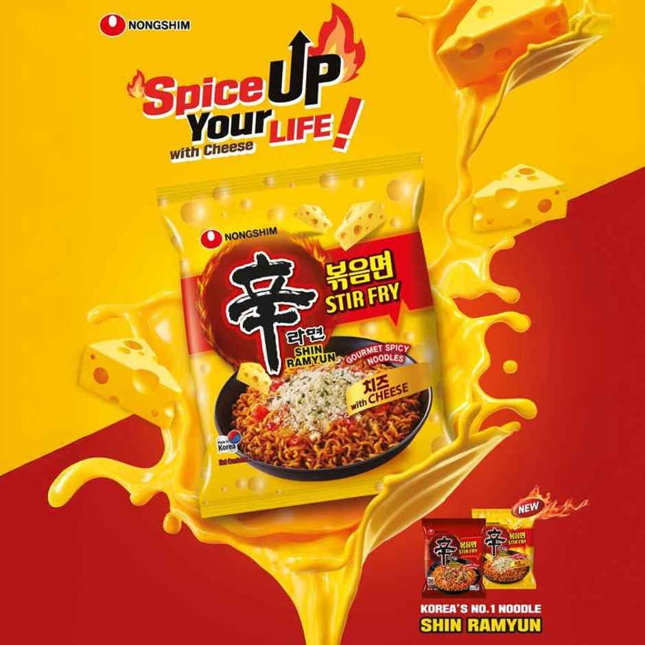 Korean Nongshim Shin Ramyun Stir Fry Noodles With Cheese Veg